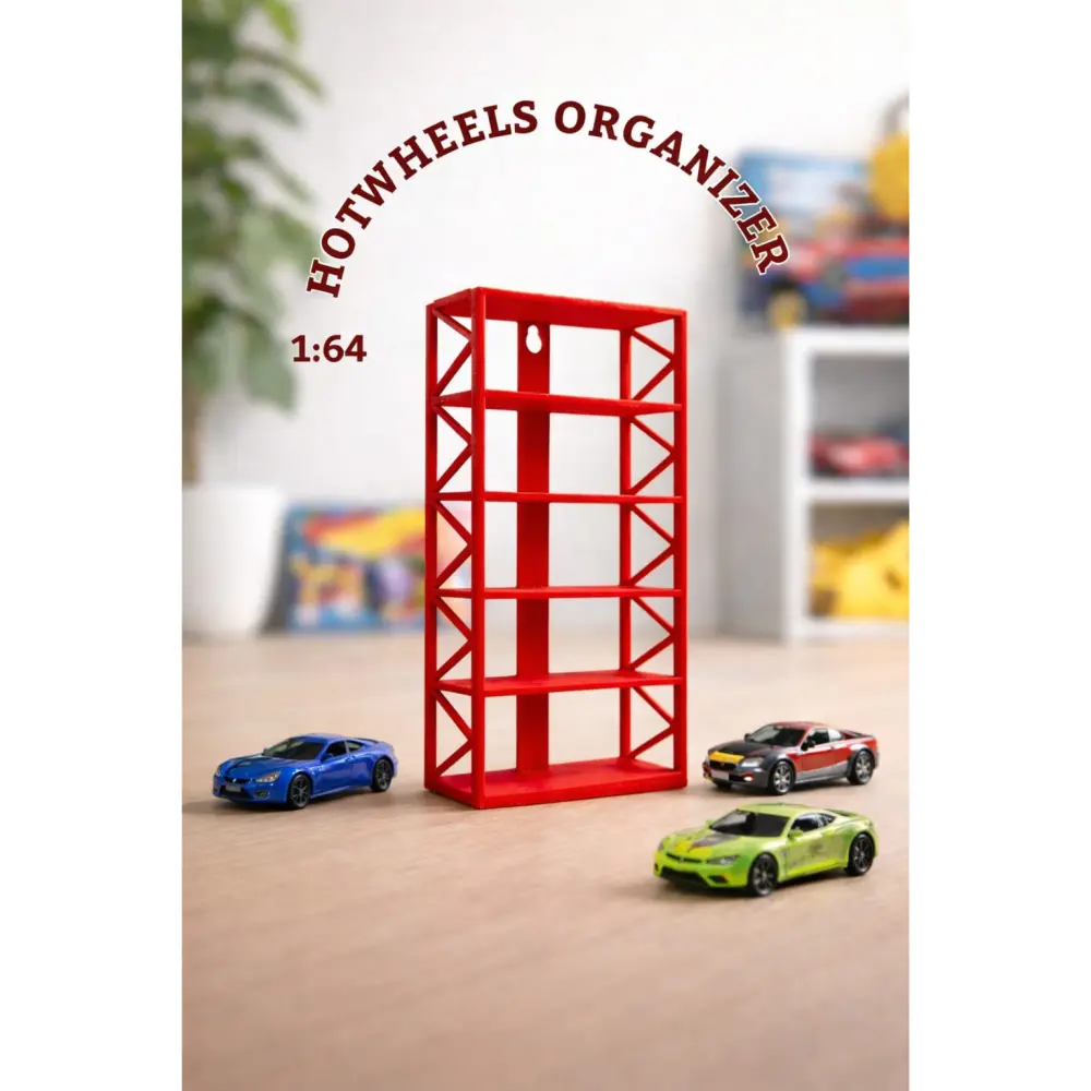 Hot Wheels Wall Organizer – 5 Rack (1:64 Scale) | Hot Wheels Accessories - RED