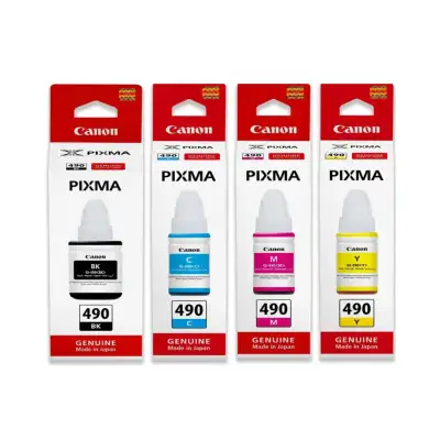 Canon Gi-490 Black + Cyan + Magenta + Yellow Ink Bottle (Multi Value Combo Pack) 490Bk+Cmy