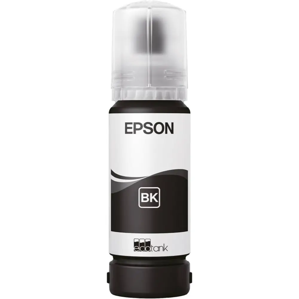 EPSON 108 Eco Tank Black Ink Bottle, Up to 3600 Pages, 70ml, Compatible With L8050 and L18050