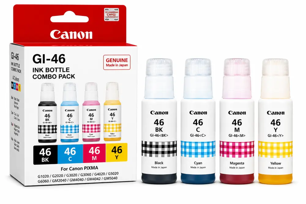 Canon GI-46 Original Ink Bottle Combo Pack (BK, Cyan, Magenta & Yellow)