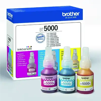 Brother BT5000 Original Colour Ink Bottle Combo Pack (Cyan, Magenta & Yellow)