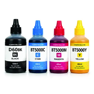 Brother D60 Multi Combo Pack D60Bk Bt5000Cmy Black + Bt5000 Cyan + Magenta + Yellow Ink Bottles - compatible