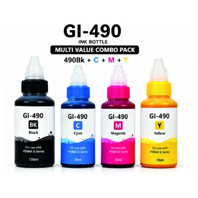 Canon GI-490 Compatible Ink Bottle Combo Pack (BK/C/M/Y)
