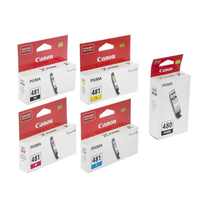 Canon PGI-480 PGBK + CLI-481 BK/C/M/Y Original Ink Cartridge Combo Pack – 5 Colors
