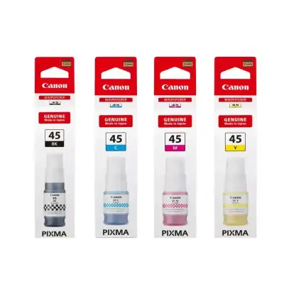 Canon GI-45 Ink Bottle Combo Pack – Black, Cyan, Magenta & Yellow – Original Canon Ink